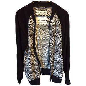 Medium - Ladies Black & White Print Bomber Jacket